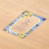 Italiaans Mediterraan Tegel & Lemon Wedding Acryl Uitnodigingen (Laagn)