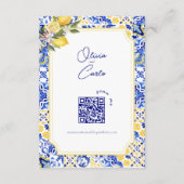 Italiaans Mediterraan Tegel & Lemon Wedding Informatiekaartje (Achterkant)