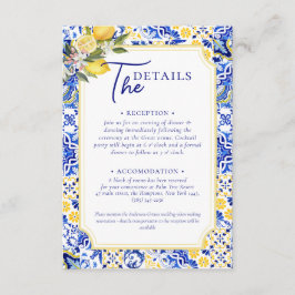 Italiaans Mediterraan Tegel & Lemon Wedding Informatiekaartje