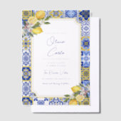 Italiaans Mediterraan Tegel & Lemon Wedding Vellum Uitnodigingen (Offset)