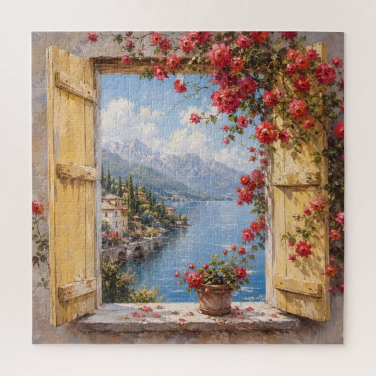 Italiaans Meer Raam Uitzicht Legpuzzel (Verticaal)