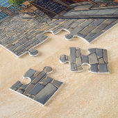 Italiaans meer zonsondergang caféscène legpuzzel (Zijkant)