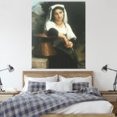 Italiaans meisje bij de fontein - William-Adolphe Canvas Afdruk (Insitu (Slaapkamer))