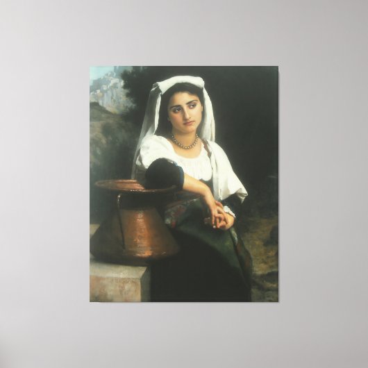 Italiaans meisje bij de fontein - William-Adolphe Canvas Afdruk (Voorkant)