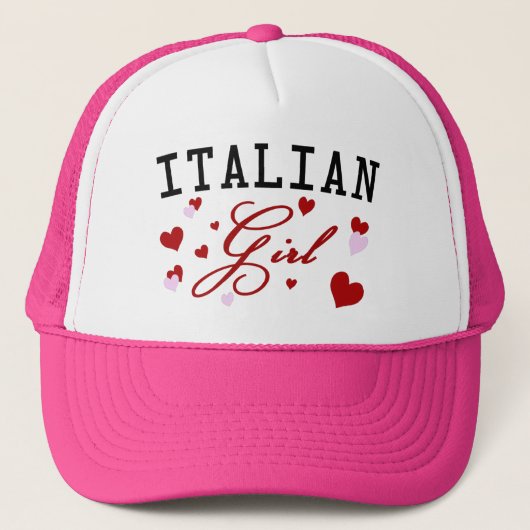 Italiaans Meisje Roze Hoed Trucker Pet (Voorkant)