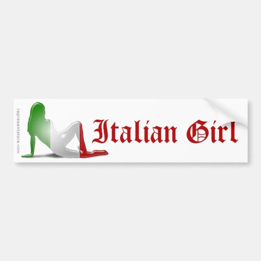 Italiaans meisje Silhouette vlag Bumpersticker (Voorkant)