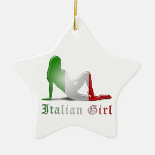 Italiaans meisje Silhouette vlag Keramisch Ornament