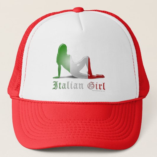 Italiaans meisje Silhouette vlag Trucker Pet (Voorkant)