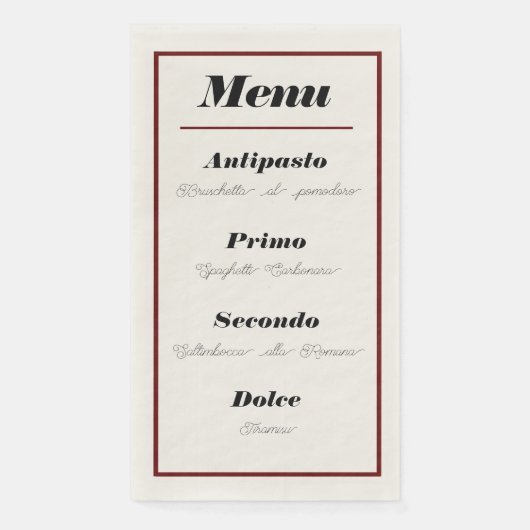 Italiaans menu Diner servetten (Voorkant)