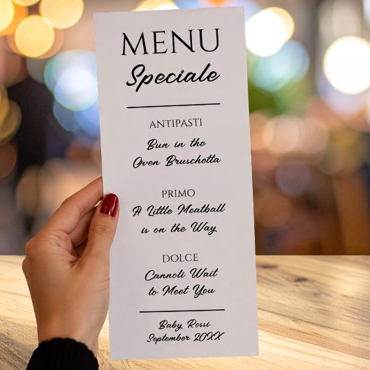 Italiaans Menu Restaurant Zwangerschapsaankondigin