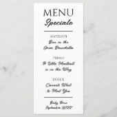 Italiaans Menu Zwangerschapsaankondiging Restauran (Voorkant)
