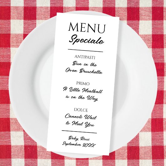 Italiaans Menu Zwangerschapsaankondiging Restauran