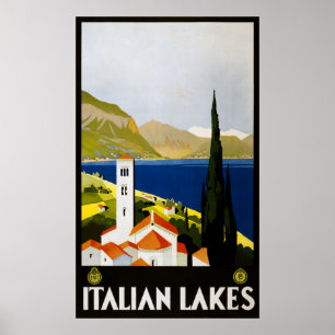 Italiaans Meren Italië vintage reizen poster