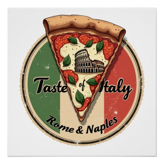Italiaans met Rome & Naples Pizza Perfect Poster (Voorkant)