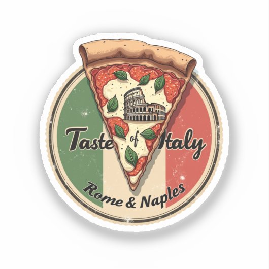 Italiaans met  Rome & Naples Pizza Sticker (Voorkant)