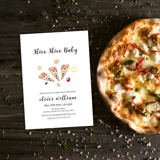 Italiaans Modern Slice Baby Pizza Baby shower Kaart