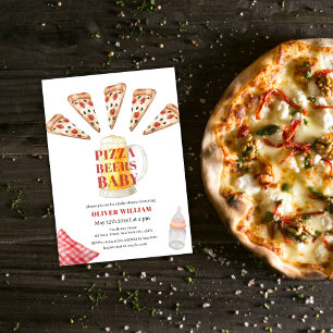 Italiaans Modern Slice Pizza Beers Baby shower Kaart