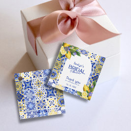 Italiaans Mozaïek Blauwe Tegel Citroenen Vrijgezel Bedankjes Labels