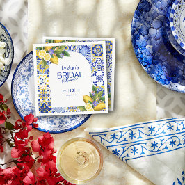 Italiaans Mozaïek Blauwe Tegel Citroenen Vrijgezel Servet