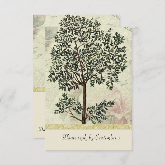  Italiaans Myrtle Tree rsvp met envelop (Voorkant / Achterkant)