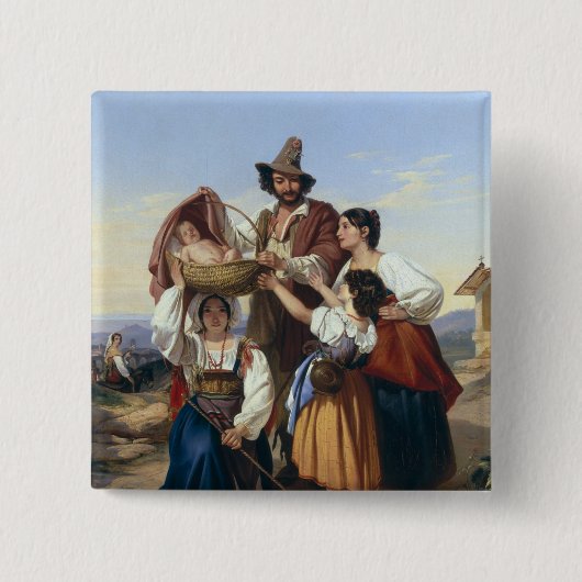 Italiaans ombudsman, 1835 vierkante button 5,1 cm (Voorkant)