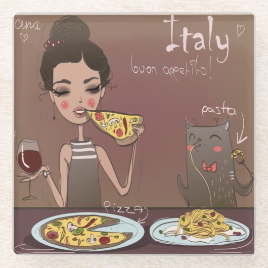 Italiaans ontbijt glazen onderzetter (Voorkant)