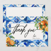 Italiaans Oranje Waterverf Baby shower Bedankkaart (Voorkant / Achterkant)