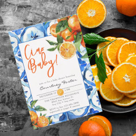 Italiaans Oranje Waterverf Baby shower Kaart