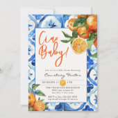 Italiaans Oranje Waterverf Baby shower Kaart (Voorkant)