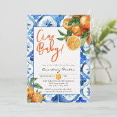 Italiaans Oranje Waterverf Baby shower Kaart (Staand voorkant)