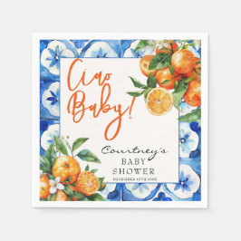 Italiaans Oranje Waterverf Baby shower Servet