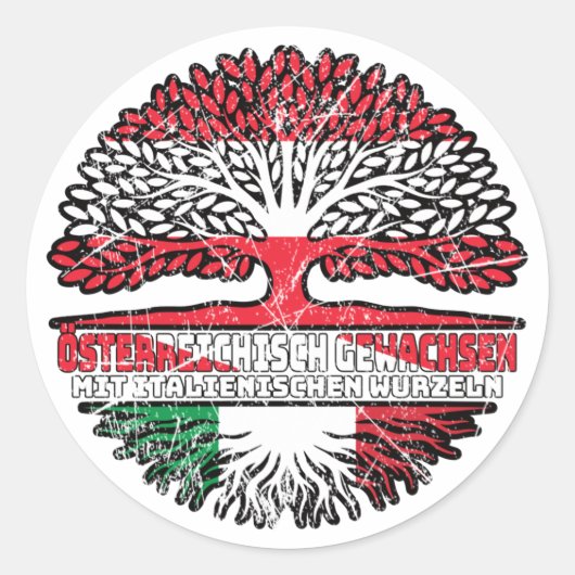Italiaans Österreichisch Österreich Baum Ronde Sticker (Voorkant)
