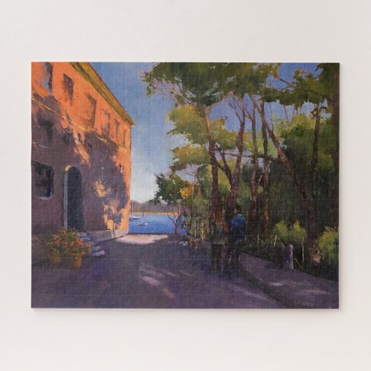 Italiaans palazzo roze impressionistisch schildere legpuzzel (Horizontaal)