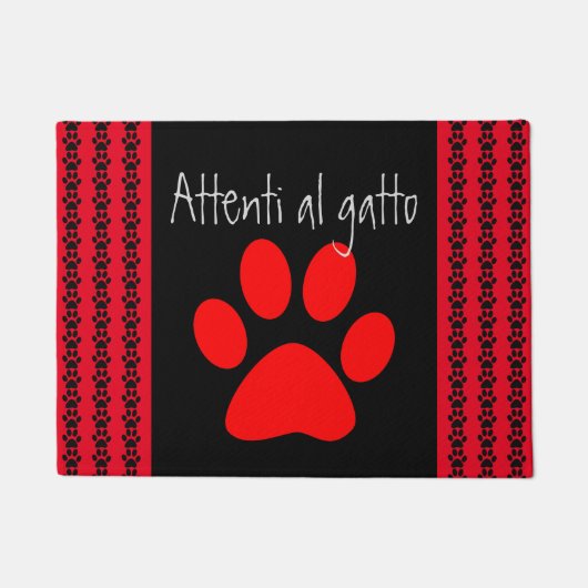 Italiaans Pas op voor het kattenpatroon Deurmat (Voorkant)