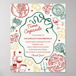 Italiaans Pasta Baby Shower Tijd Capsule Spel Poster