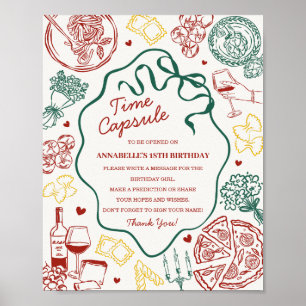 Italiaans Pasta Baby Shower Tijd Capsule Spel Poster