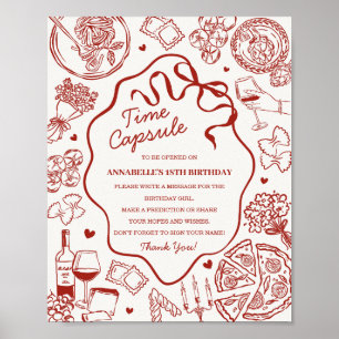 Italiaans Pasta Baby Shower Tijdcapsule Spel Poster