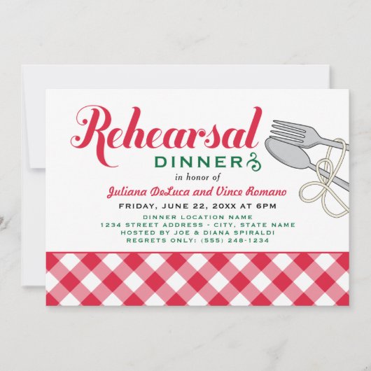 Italiaans pasta Roodbruine bruiloft Kaart (Voorkant)