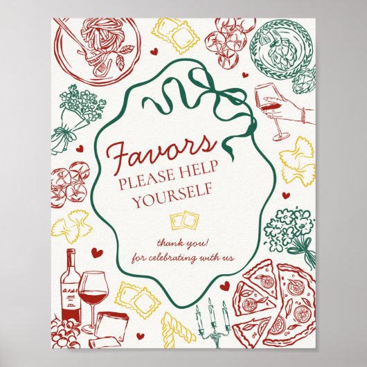 Italiaans pastadiner feest gunst teken poster (Voorkant)