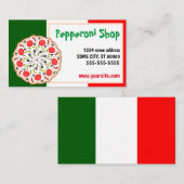 Italiaans Pepperoni-pizzarestaurant Visitekaartje (Voorkant / Achterkant)
