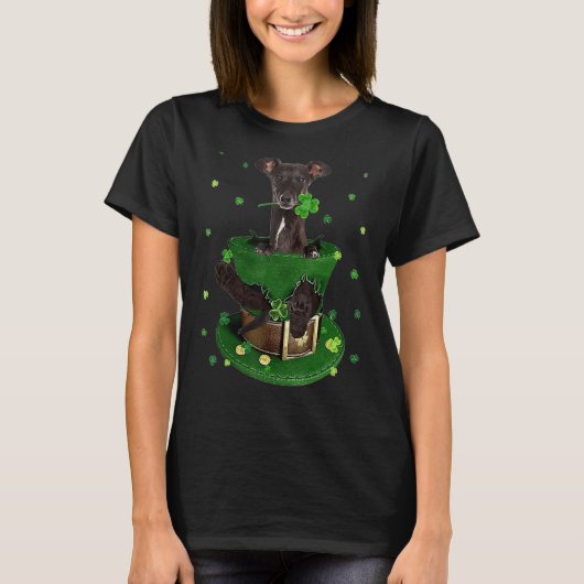 Italiaans Pet van Greyhound Shamrock C St Patrick' T-shirt (Voorkant)