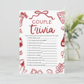 Italiaans Pizza Paar Trivia Vrijgezellenfeest Spel Kaart (Staand voorkant)