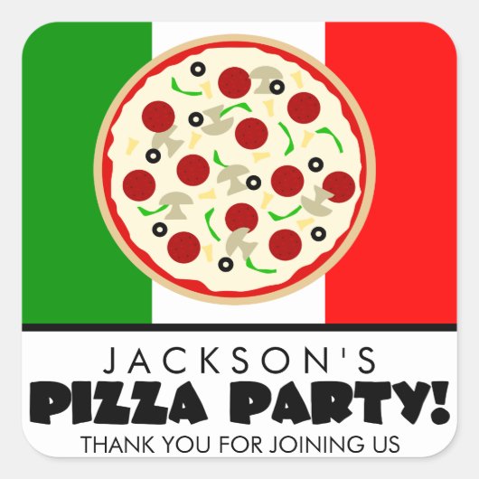 Italiaans Pizza Party Favor Stickers (Voorkant)