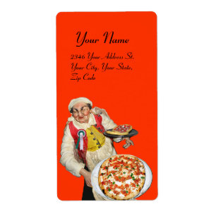 ITALIAANS PIZZA rood groen wit sinaasappel Etiket