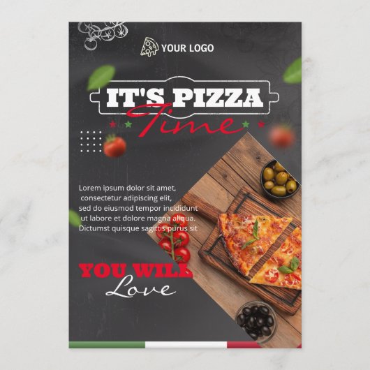 Italiaans Pizzarestaurant menu, Liefde en pizza Me Menu (Voorkant)
