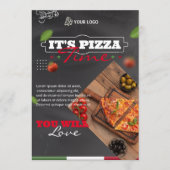Italiaans pizzarestaurantmenu, Liefde en pizza Men Menu (Voorkant)