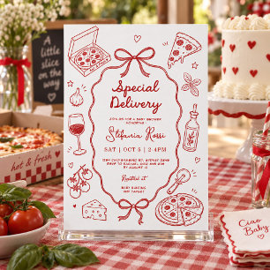 Italiaans Pizzathema Speciale Bezorging Baby Showe Kaart