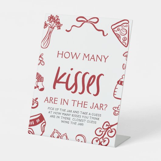 Italiaans Pizzeria Raad eens hoeveel kussen Baby s Reclamebord Met Voetstuk (Voorkant)