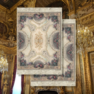 Italiaans Plafond Bourgogne Bloemen Decoupage Tissuepapier