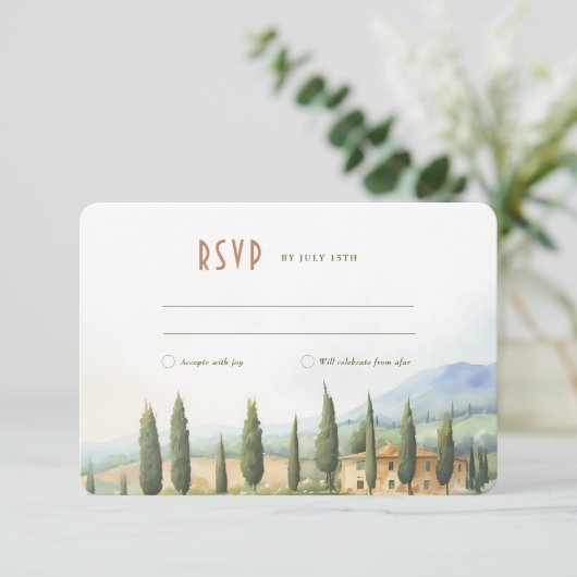 Italiaans platteland Waterverf bruiloft RSVP Kaart (Staand voorkant)